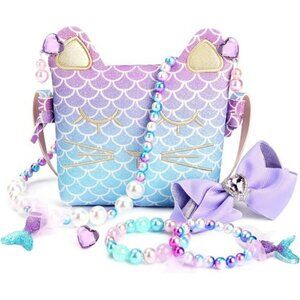 Purse for Little Girls Dress Up Jewelry Pretend Play Kids Accessories Mermaid